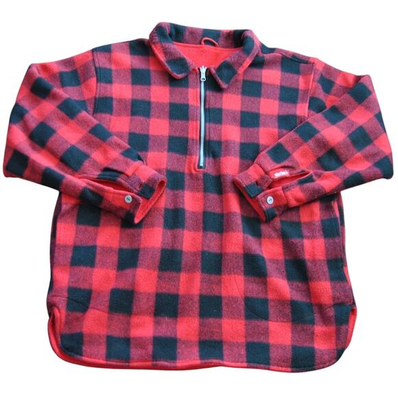 Marlboro Reversible Quarter zip Plaid Sweater Red